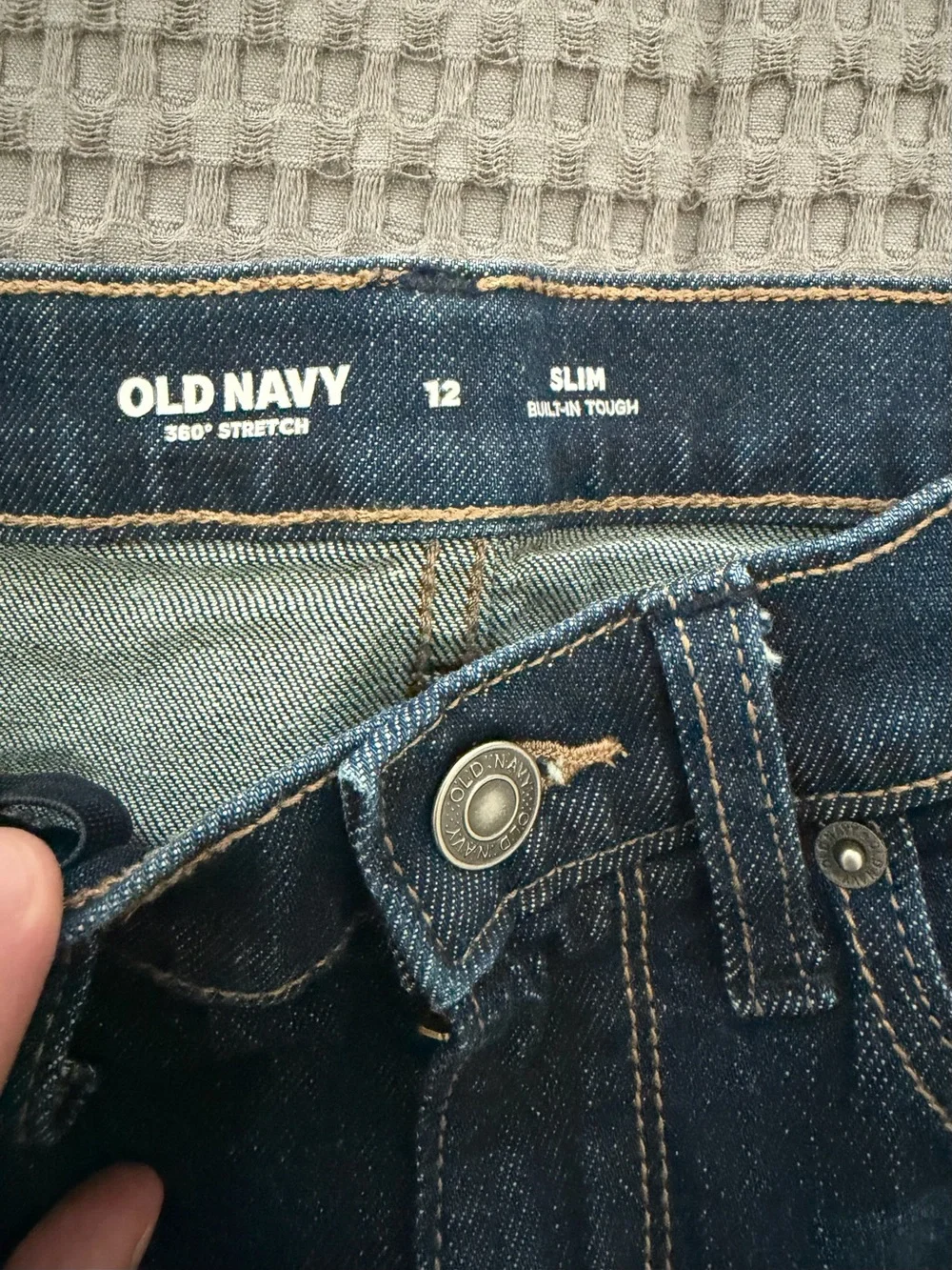 Old Navy Girls Ripped Jeans Dark Blue Faded Wash Size 12 Adjustable Waist